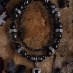 NIGHTSHADE（Silver Obsidian & Black Spinel Bracelet）