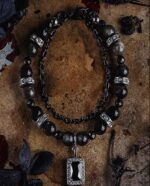 NIGHTSHADE（Silver Obsidian & Black Spinel Bracelet）